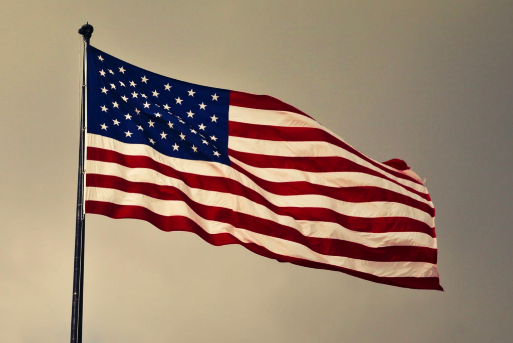 big American flag waving in the wind